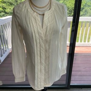 Beautiful soft pink stripe cream Ann Taylor top.